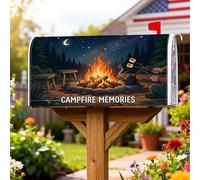 Campfire - Coperture magnetiche per cassetta postale, decorazione rustica per cassetta postale con luna, foresta autunnale, arancione, decorazione per prato, 45 x 53 cm