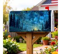 Campfire - Coperture magnetiche per cassetta postale, per esterni, rustiche, stelle, pino, estate, blu, decorazione per giardino, cortile, 45,7 x 53,3 cm