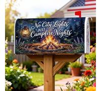 Campfire - Coperture magnetiche per cassetta postale, stile rustico, per esterni, lanterna e stelle, blu scuro, decorazione per casa e giardino, 53 x 64 cm