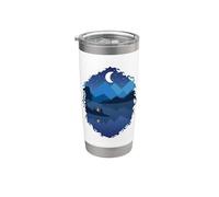 Campfire, notte, campeggio, chiaro di luna Bicchiere termico in acciaio inox doppia parete