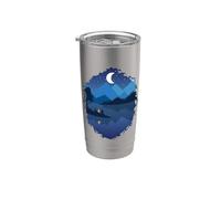 Campfire, notte, campeggio, chiaro di luna Bicchiere termico in acciaio inox doppia parete