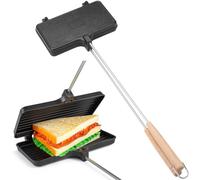 Campfire Sandwich Maker Double Pie Iron, creatore portatile per falò, fornello per torte da montagna con manici lunghi staccabili, fornello portatile, strumento di cottura per caminetto