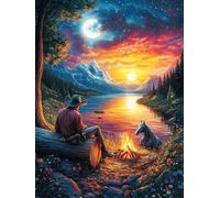 Campfire Scene in A Forest at Sunset Rompicapo 1000 Pezzi Per Creatività Bambini Scenery Science Fiction Cartone Spesso Tema Fantasy Per Passatempo Creativo Attività Educativa Con Poster Incluso 1000
