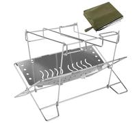 Campfire Stand - 13in Portable Bonfire Organizer | Stainless Steel Barbecue Grill Rack | Foldable Fire Pit Holder, Outdoor Campfire Stand with Storage Bag and Baking Trays for Backyard Patio Camping