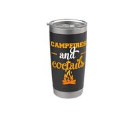 Campfires And Coctails Camping Camper Adventure Nature Lover Bicchiere termico in acciaio inox doppia parete
