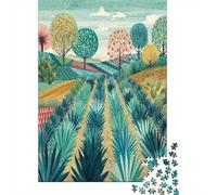 Campi di agave ondulati e cactus in fiorePuzzle 1000 Pezzi Per Adulti, Giochi EduGattoivi38x26cm/1000pcs