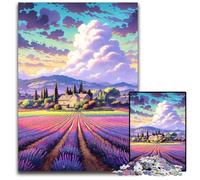 Campi di lavanda in Provenza Francia puzzle da 1000 pezzi puzzle in legno perfetti per adolescenti rompicapo per legare la famiglia e regalo fai da te per la casa 1000 pezzi (38x26 cm)