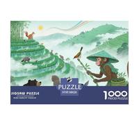 Campi terrazzati Raccolta del tè Puzzle in Legno Impermeabile DIY Puzzles Da 1000 Pezzi Per Adulti Sfidanti E Rompicapo Giochi Di Impegnativi