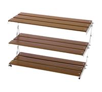 Camping Aufbewahrungsregal dreilagig - Faltbares Camping Lagerregal | Edelstahl und Holz Campingregal | Outdoor für Campings Utensilien | Leichtes Aluminium und Edelstahl klappbar