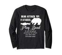 Camping Bear Attack Tip Funny Hiking Camper Men Women Kids Maglia a Manica