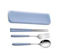Camping Besteck Set - Edelstahl 3 Teilig 18,5 cm | Reiseutensilien Mit Aufbewahrungsetui | Gabel Löffel Stäbchen Set Für Picknick Haushalt Reisen Universität Büro Alltag