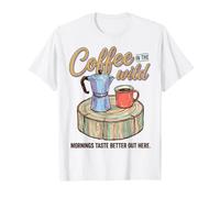 Camping Coffee Lover Outdoor Morning Wilderness Adventure Maglietta