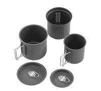 Camping Coffee Tazze - Portatile 3 pezzi Stackable Cookware with Folding Handles, Coffee Pots for Outdoor Hiking, Survival, Adventure, Fishing, Campfire, Boiling Tè, Cold Weather, Park, and Water Use