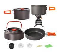 Camping Cooking Set, 3 pezzi Picnic Cookware Nonstick Pot Pan Kettle, Stackable Lightweight Outdoor Cookware Kit, Compact Gear for RV Travel, Backpacking, Dorm, Tailgating, Adventures