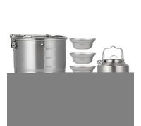 Camping Cooking Set, Cook Pot Kit, Lightweight Compact Design, Heat Resistant Survival Gear, Outdoor Travel Tools for Adults, Family, Hiking, Backyard Adventure, Stainless Color