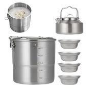 Camping Cooking Set, Cook Pot, Portable Outdoor Cookware Kit, Lightweight Survival Gear, Compact Meal Prep Equipment for Adults Family Travel Hiking Picnic Backyard Adventure