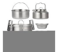Camping Cooking Set, Outdoor Cook Pot Pan Kit with Lightweight Stackable Design Heat-Resistant Handles, Survival for Adults, Family Travel, Hiking, Picnic, Backpacking, Backyar