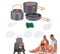 Camping Cooking Set Portable Non-Stick Tea Pot and Pan Combo, Lightweight Compact Cookware Kit, Ideal For Picnic, Travel, Hiking, Fishing, Backpacking, Campfire Meals