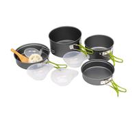 Camping Cookware Kit - Lightweight Outdoor Cookware Set for Hiking and Backpacking | Hard Aluminum Oxide Nonstick Pots Pans Cauldron with Bowls Spoons Stackable Portable Travel Kitchen