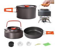 Camping Cookware Set, Folding Handle Pan, Nonstick Frying Pot with Easy Cleaning, Portable Cooking Tool, Kitchen Accessories with Compact Storage, Travel Gear for Hiking Fishing