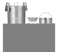Camping Cookware Sets, Campfire Cooking Kit, Ultra-Light Portable Design, Sturdy Stainless Steel, Survival Gear, Ideal for Hiking and Travel Use, 3L Pot, Silver Color, 1 Set