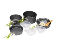 Camping Cookware Sets, Stackable Mini Picnic Pots, Compact Nesting Design with Foldable Handle, Lightweight Aluminum 6-Piece Set for Hiking Backpacking Survival Outdoor Cooking