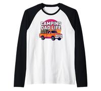 Camping Dad Life Retro Vintage Truck Outdoors Graphic Maglia con Maniche Raglan