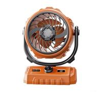 Camping Essential - Ventilatore oscillante leggero, ricaricabile tramite USB, con soluzione di illuminazione integrata, colore: arancione