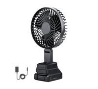 Camping Fan, Battery Powered Fan, Cordless Wind Blower, Quiet Breeze Operations, USB Rechargeable with Hook and Stand for Tent, RV, Beach, Travel, Boating, Outdoor Adventures, Black