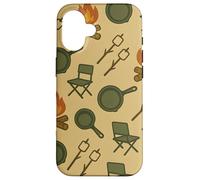 Camping Fire Pit Marshmallow Cast Iron Pattern Custodia per iPhone 16
