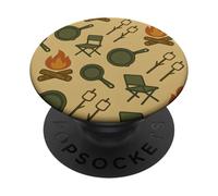 Camping Fire Pit Marshmallow Cast Iron Pattern PopSockets PopGrip Adesivo