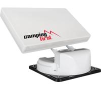Camping First Satmex Flat 2 - Antenna da campeggio completamente automatica (antenna satellitare, per 2 TV/ricevitore, per caravan e camper, funzione skew - bianco