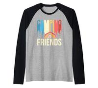 Camping Friends Camp Camper Campeggio Falò Maglia con Maniche Raglan
