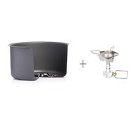 Camping Gas Stufa Vento Scudo Schermo del Bruciatore for esterni Guardia del vento Guardia portatile Benzina Antivento antivento Set di cottura Sopravvivenza(With Stove)
