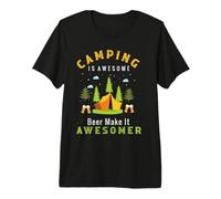 Camping Is Awesome Beer Make It Awesomer Camper Adventure Maglietta Premium