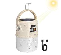 Camping Lamp - Portable Camping Light | Survival Gear With Hook 2 Modes Battery Display Solar Panel Tent Lamp | Super Bright Flashlight For Outdoor Hiking Fishing Indoor Power Outages