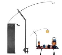 Camping Lantern Stand, Folding Light Pole, Portatile Adjustable Rack, Sturdy Support Design, Lightweight Camp Gear, Ideale per adulti, beach, barbecue, viaggiatori, cooking, backyard, nero, argento