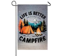 Camping Life Is Better Around The Campfire Camping For Campsite Rv Bandiera Di Benvenuto 30X45Cm Bandiere Colorato Doppia Faccia Bandiera Da Giardino Per Spiaggia Interni Feste
