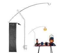 Camping Light Stand, Lantern Pole Rack, Black and Silver, Adjustable Height Design, Lightweight Aluminum Build, Lamp Holder Accessory for Backpacking, Beach, Cooking, Hiking, Camping, Backyard Use