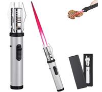 Camping Outdoor Windproof Straight Flame Lighter, Metal Big Fire Sun Beam Windproof Torch Lighter, Rechargeable Adjustable Flame with Safety Lock Igniter for Candle Cigar BBQ(Silver)