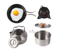 Camping Pot - 3 Pieces Camping Cooking Gear | Backpacking Cooking Set | Non-Stick Stainless Steel Pots With Storage Bag For Kitchen Home Outdoor Picnic Travel Adventure Scout Beginner