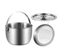 Camping Pot, Outdoor Camp Cookware, 7.48x5.31x5.11 Inches Tableware with Lid, Kitchen Accessory for Home Travel Picnic Fishing Hunting BBQ Oil Storage and Open Air Meal Preparation