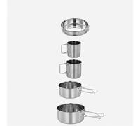 Camping Pot, Portable Stainless Steel Camping Cook Pot Set with Foldable Handle, Camp Pot Easy to Heat for Fishing and Camping (6 pcs)