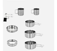 Camping Pot, Portable Stainless Steel Camping Cook Pot Set with Foldable Handle, Camp Pot Easy to Heat for Fishing and Camping (12 pcs)
