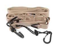 Camping Storage Strap | Slip Nylon Shoulder Strap with Triangular Rings | Hanging System for Lanterns/Cookware/Backpacks | Lightweight Outdoor Gear Organizer (Khaki)