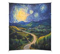 Camping Sun Shelters Village Path in Starry Night pittura a olio spiaggia baldacchino 320 x 280 cm
