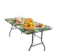 Camping Table Cloth - 6ft Fitted Picnic Cover, Windproof Waterproof Table Protector with Avocado Design | Outdoor Travel, Road Trips, Backyard, Party, BBQ, Picnic, Car Camping Esentials