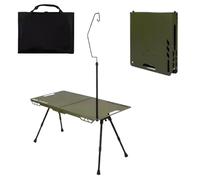 Camping Table, Folding Portable Picnic Cooking Desk, Height Adjustable Outdoor Table with Light Holder, Ideal for RV, Tailgating, Garden, Barbecue, Beach, Backyard, Balcony, Patio