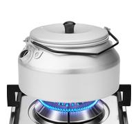 Camping Teapot - Lightweight Metal Alloy, Fast Heating Base, Secure Lid Design Having Steam Vent | Kitchen Cookware Accessory For Gas Stove Spirit Burner Fire Pit Survival Trekking Mountaineering
