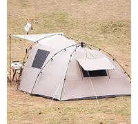 Camping Tent Tents for Family 3-4 Person,Entrance Hall+Living Room+Bedroom,Pop Up Tent Waterproof Canopy Tent,with Storage Bag Accessories (Color : Light Brown) Vision